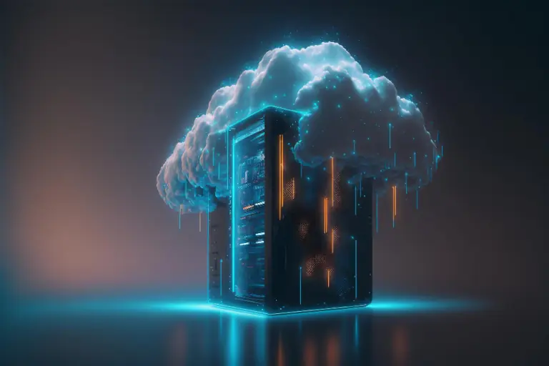 Server cloud hosting concept